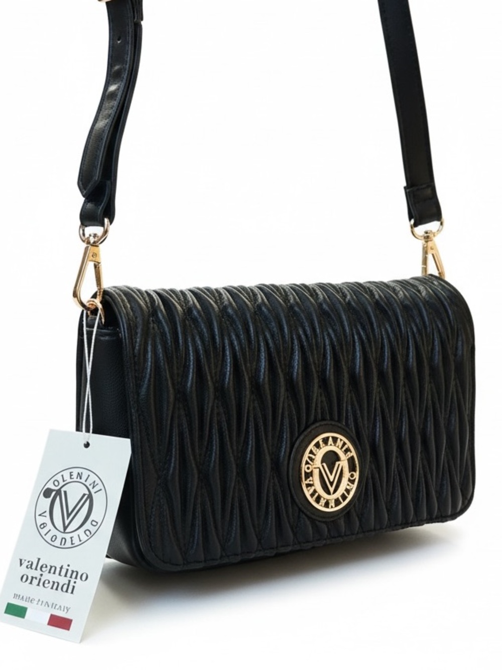 Valentino Orlandi Wavy Quilted Bag/Clutch with Detachable Crossbody Strap. NWT